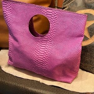 Vintage Doncaster Pink Italian Leather Snakeskin bag.